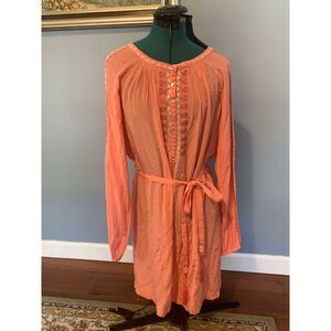 Sigrid Olsen Signature Coral Peach Embroidered Summer Dress, size XL